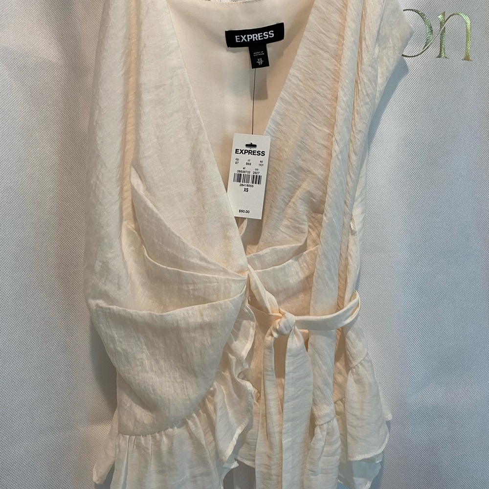NWT- Satin Ruffle wrap cami - Picture 5 of 5